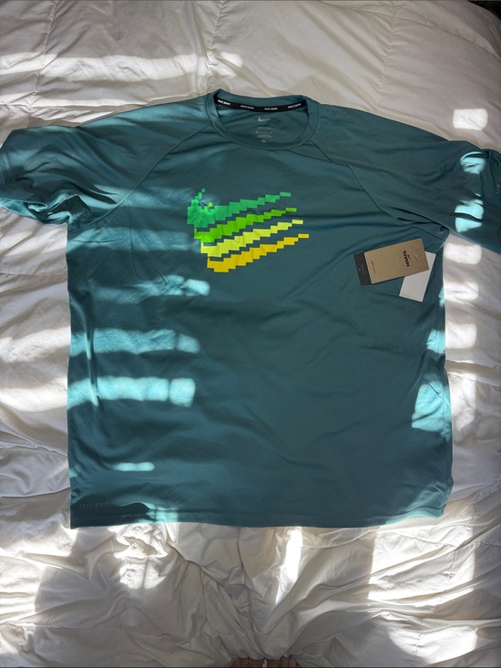 Nike Other - Nike Men’s Short Sleeve Swim Tee - Teal with Green and Yellow Logo